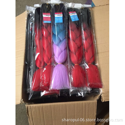 Pre-streched fiber 48inch 60colors ombre color 100% synthetic  jumbo braid hair for crochet